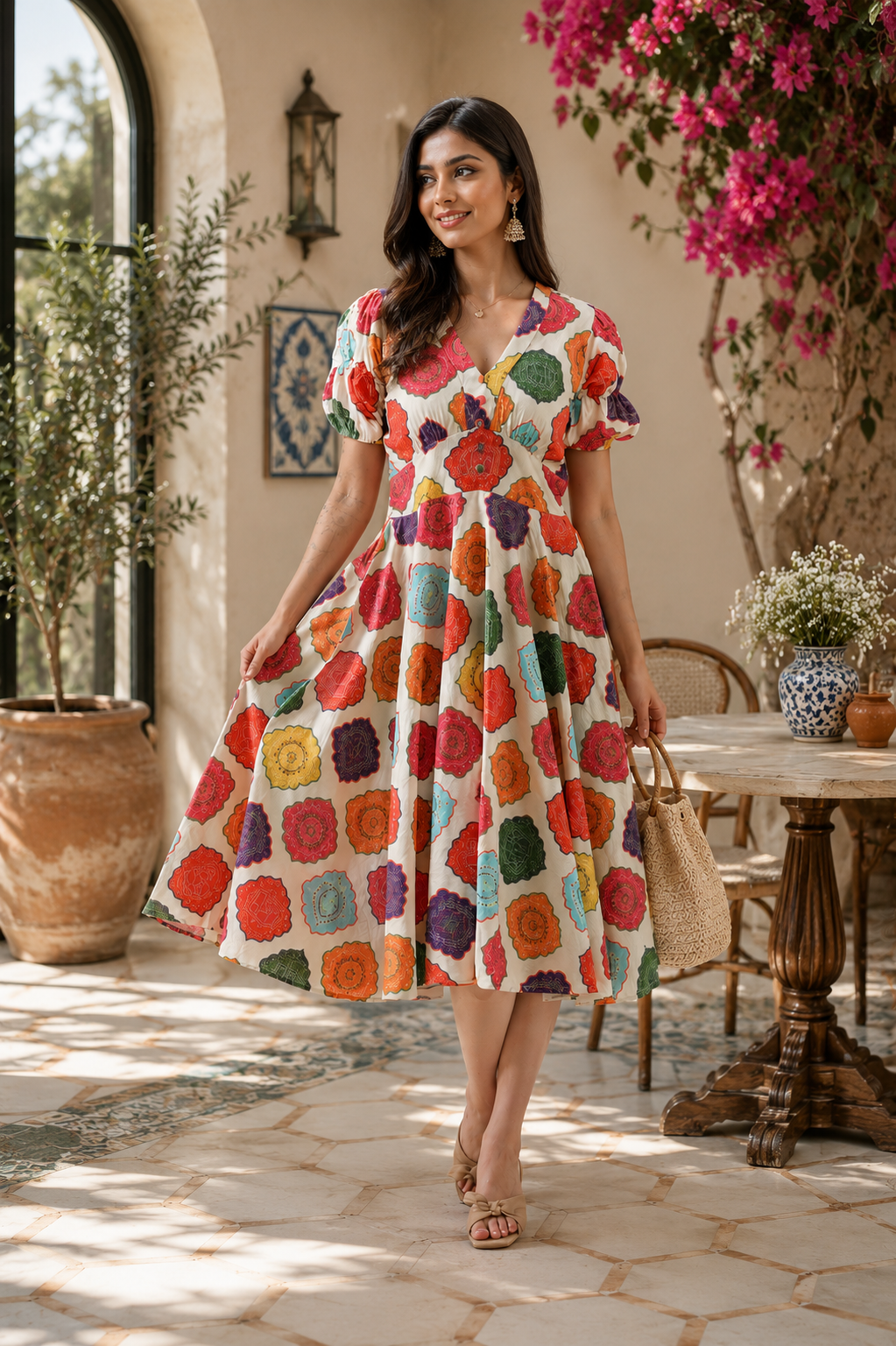 multicolor midi dress Multicolor-Floral-Midi-Dress ” its mystical missy dress Choose Your Quantity:4 - $45 per bouquet V-Neck short dress for