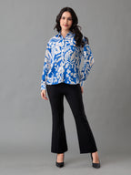 Azure Bloom Satin Shirt