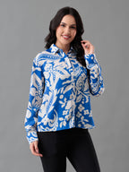 Azure Bloom Satin Shirt