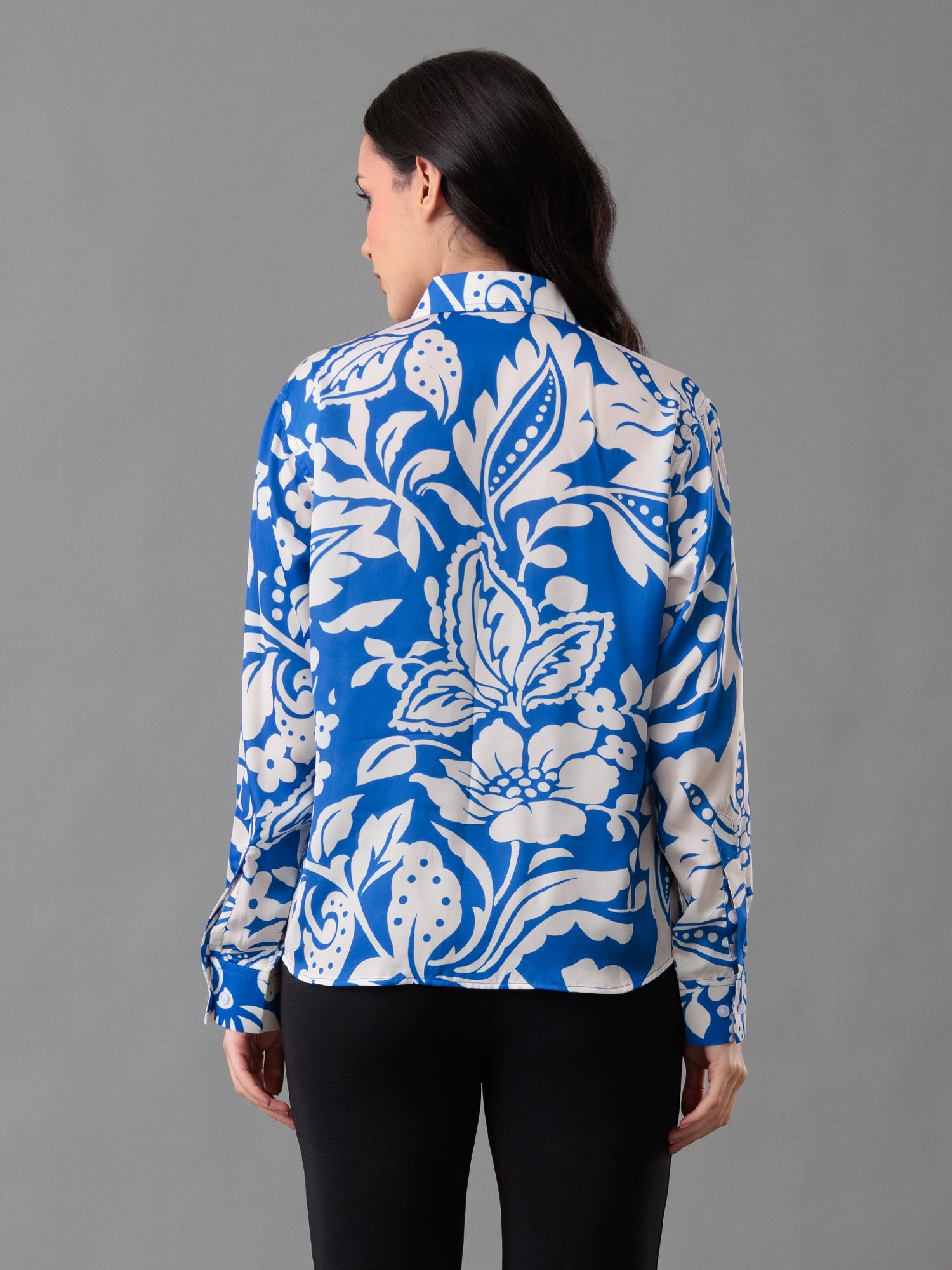 Azure Bloom Satin Shirt
