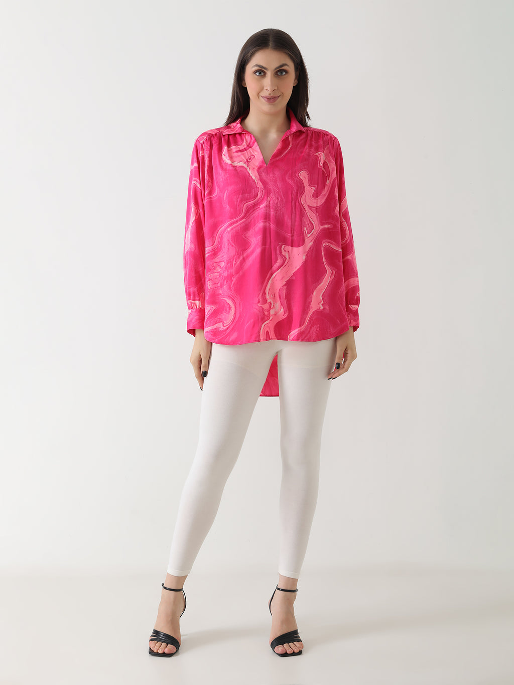 Fuchsia Swirl Crepe Shirt