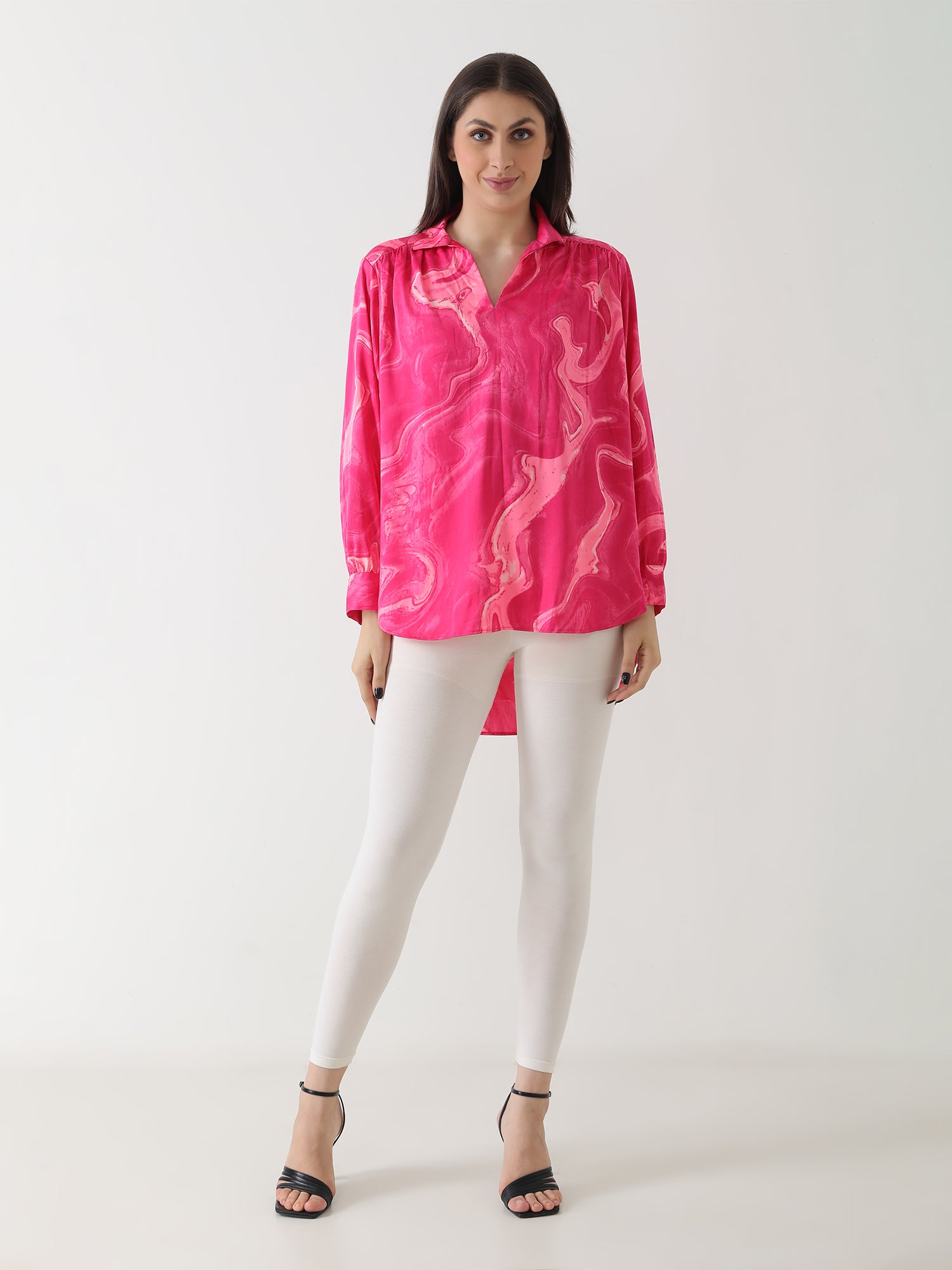 Fuchsia Swirl Crepe Shirt