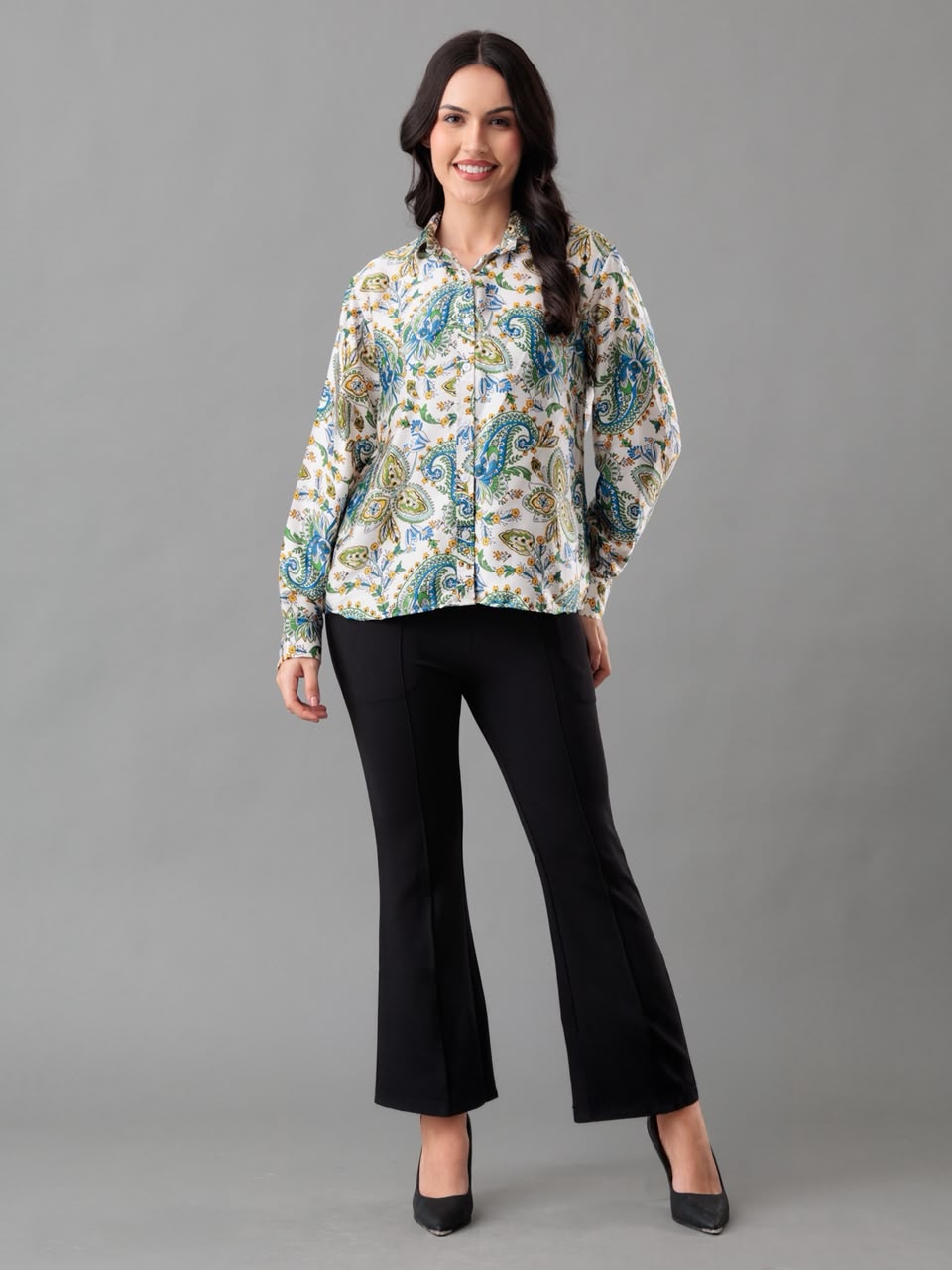 Azure Paisley Bloom Shirt