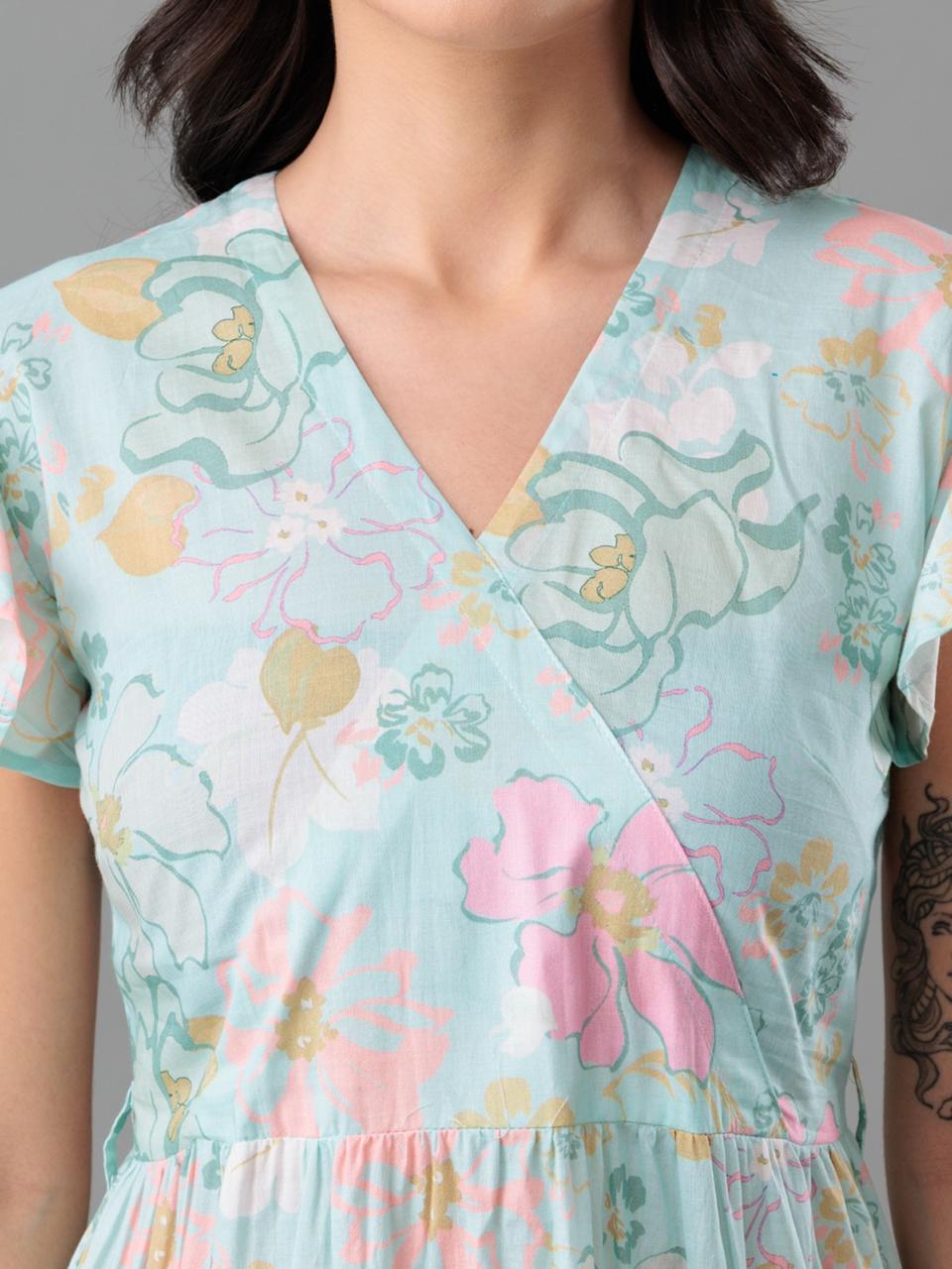 Mint Floral Tiered Maxi Dress
