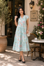 Mint Floral Tiered Maxi Dress