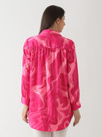 Fuchsia Swirl Crepe Shirt