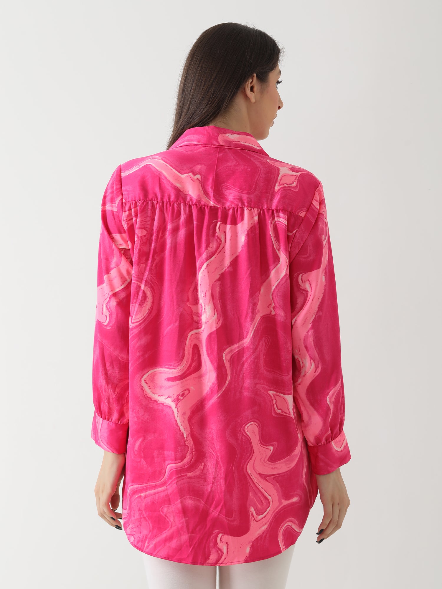 Fuchsia Swirl Crepe Shirt