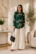 Emerald Leopard Print Satin Shirt