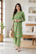 Tropical Bloom Cotton Kurta Pant Set