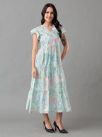 Mint Floral Tiered Maxi Dress