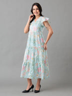Mint Floral Tiered Maxi Dress