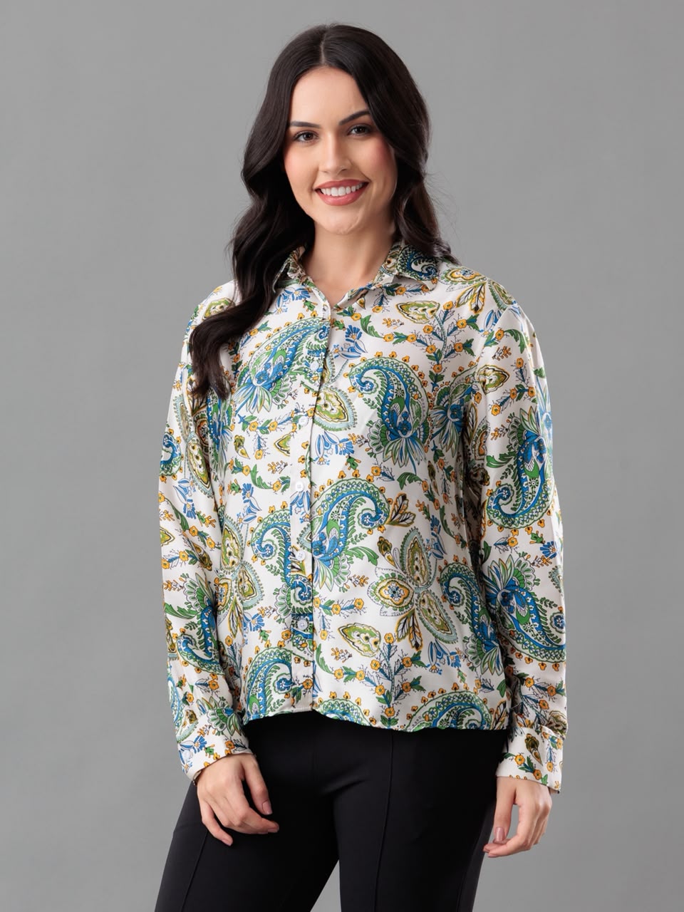 Azure Paisley Bloom Shirt