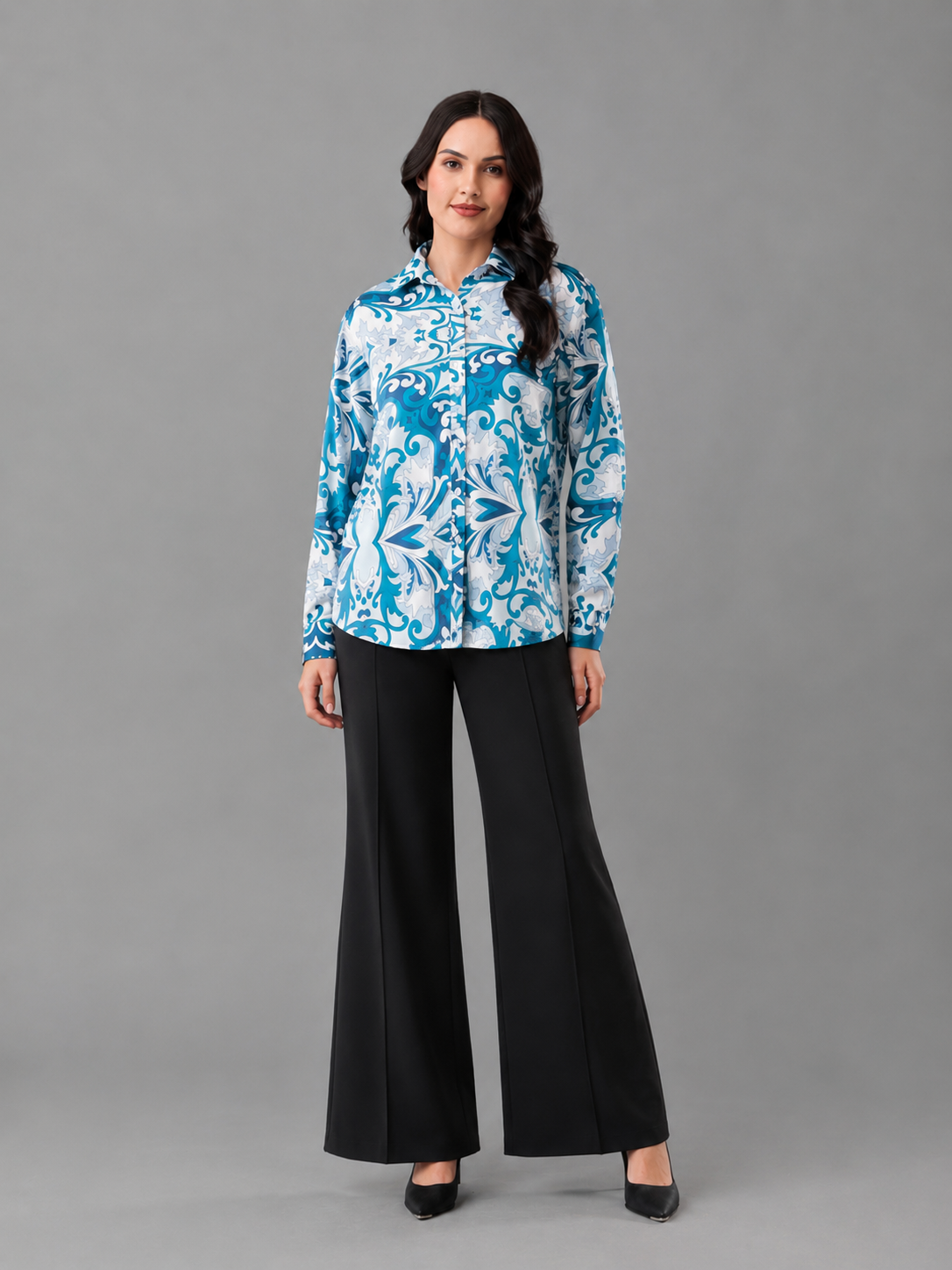 Oceana Print Satin Shirt