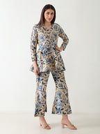 Ocean Bloom Banana Silk Co-ord Set