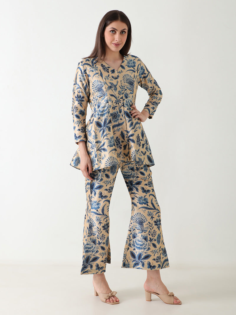 Ocean Bloom Banana Silk Co-ord Set