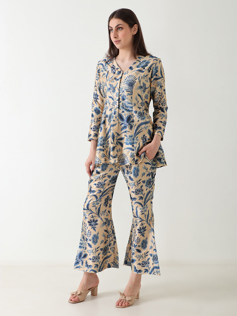 Ocean Bloom Banana Silk Co-ord Set