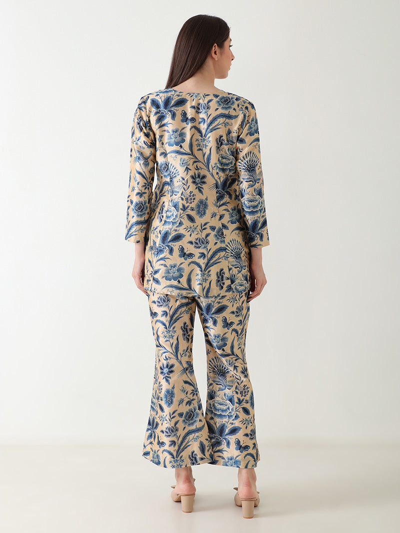 Ocean Bloom Banana Silk Co-ord Set