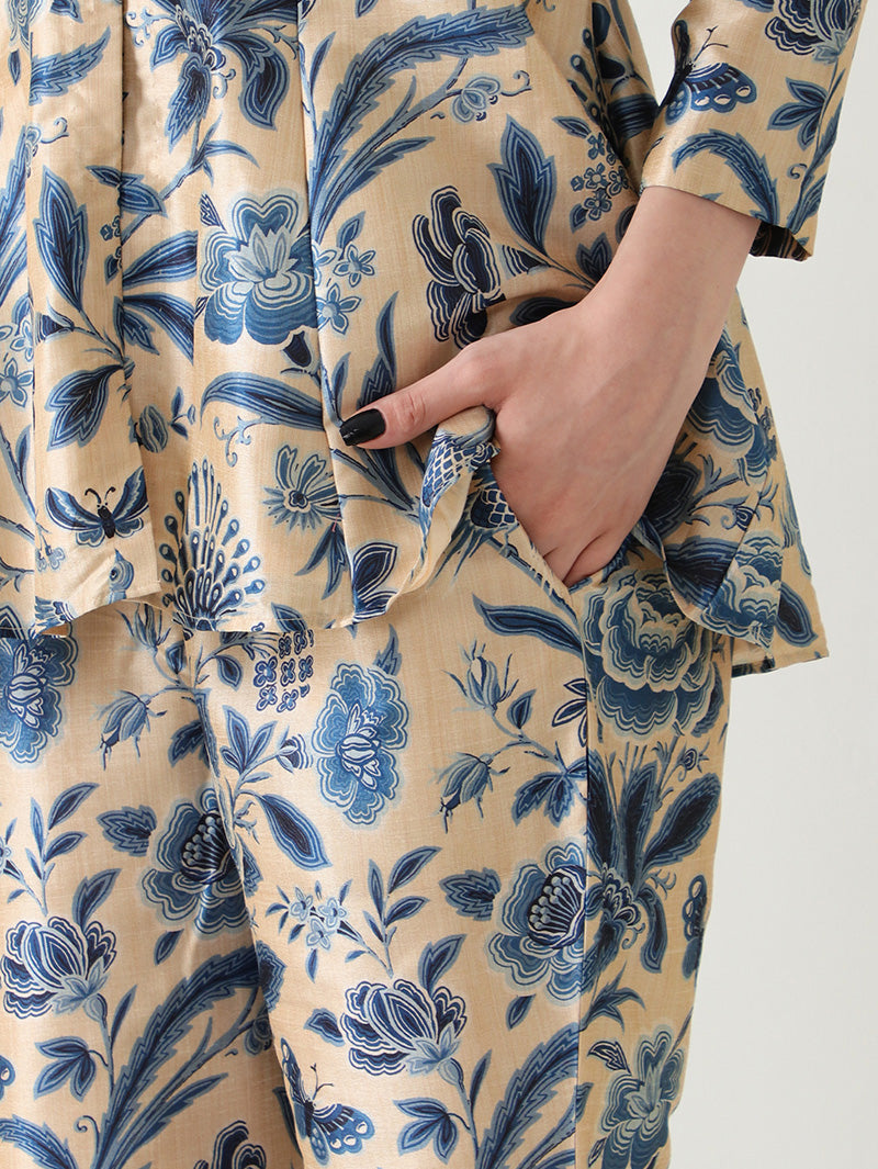 Ocean Bloom Banana Silk Co-ord Set