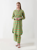 Tropical Bloom Cotton Kurta Pant Set