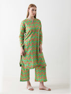 Tropical Bloom Cotton Kurta Pant Set