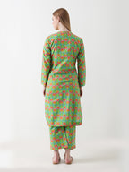 Tropical Bloom Cotton Kurta Pant Set