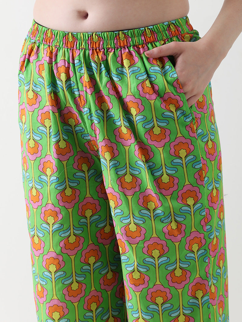 Tropical Bloom Cotton Kurta Pant Set
