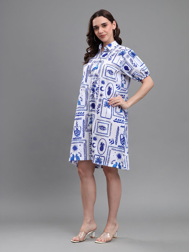 Blue-Abstract-Print-Dress