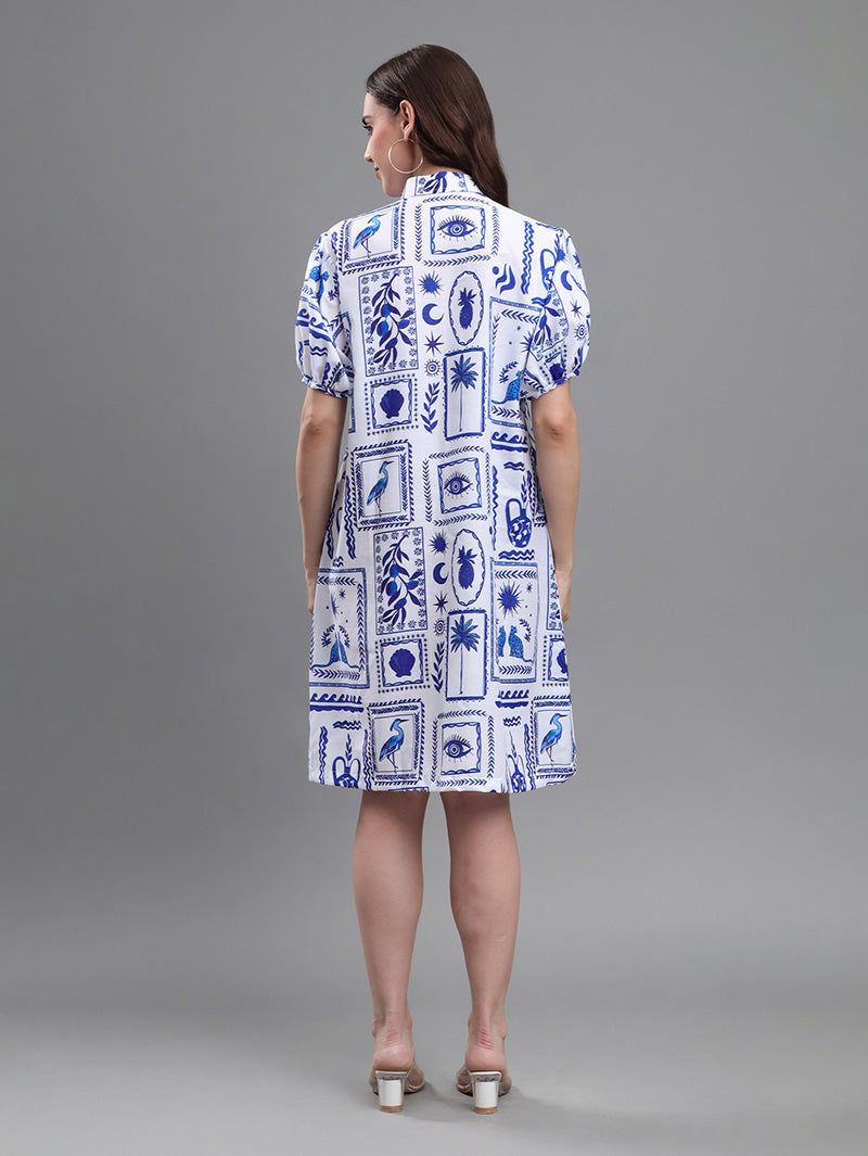 Blue-Abstract-Print-Dress