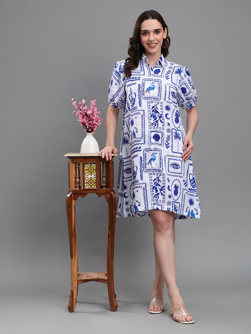 Blue-Abstract-Print-Dress