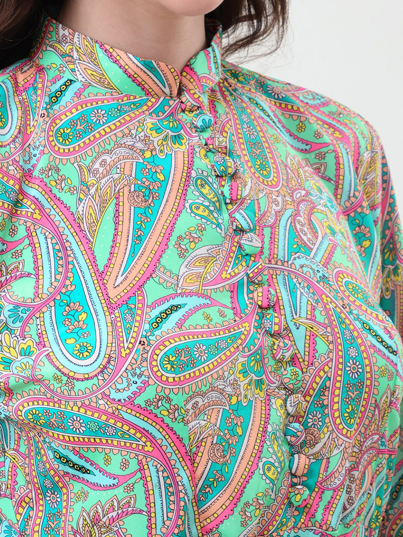 Paisley-Mini-Belted-Dress
