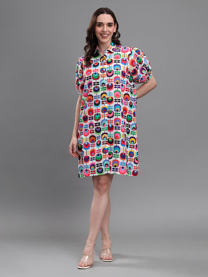 Multicolor-Retro-Print-Dress