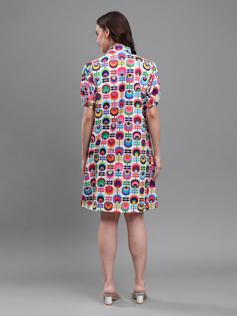 Multicolor-Retro-Print-Dress