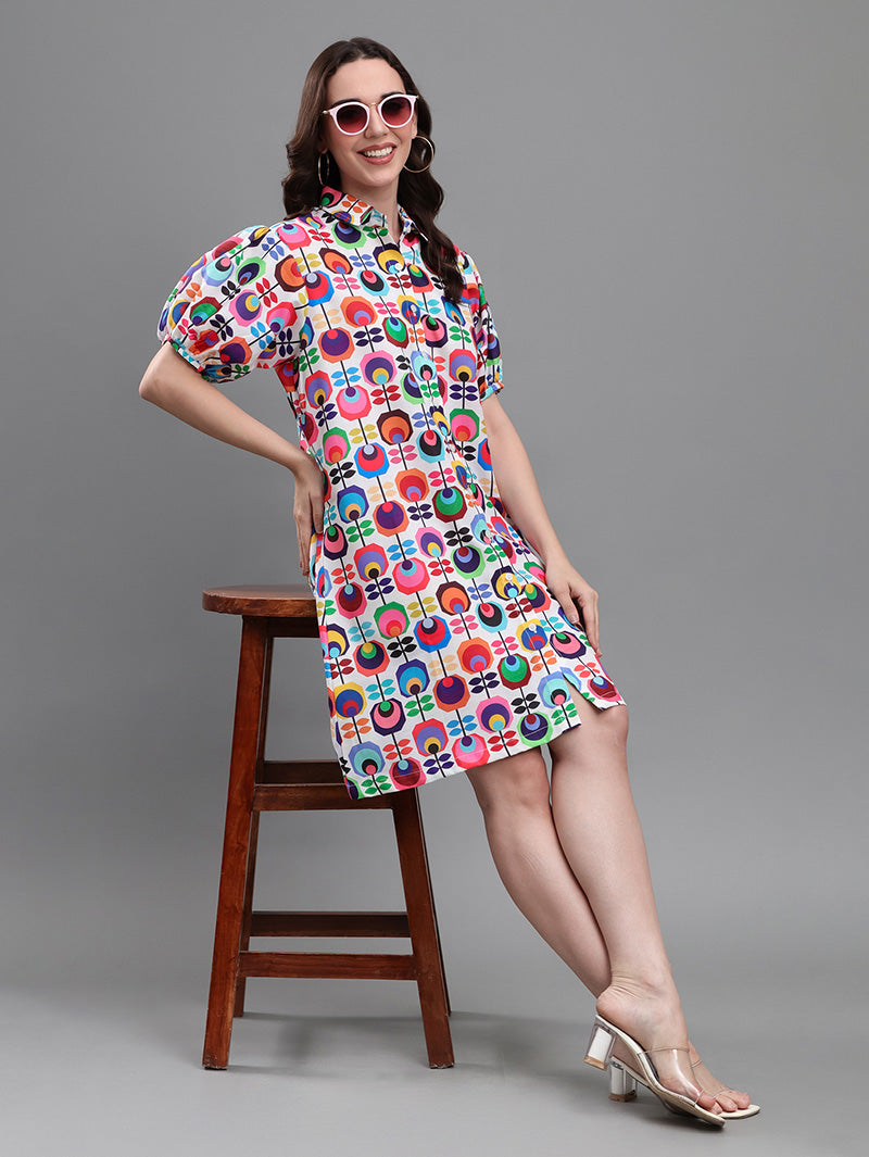 Multicolor-Retro-Print-Dress