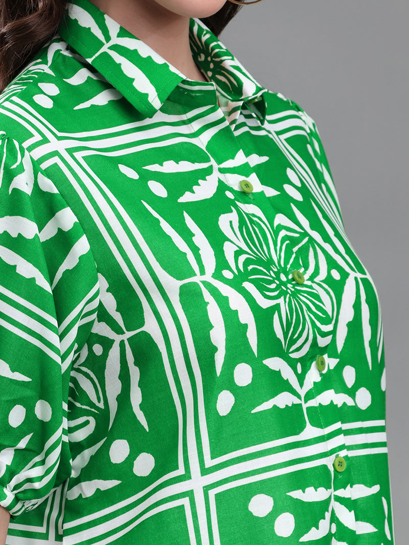 Green-Geometric-Print-Dress