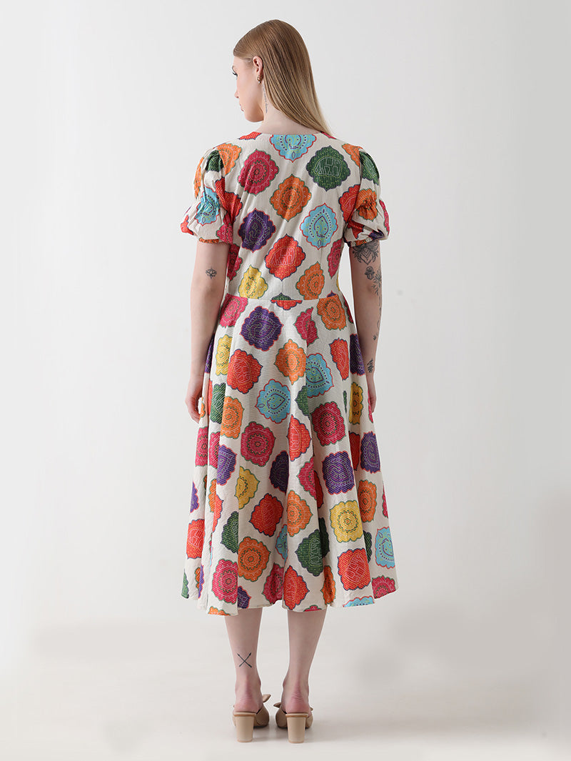 Multicolor-Floral-Midi-Dress