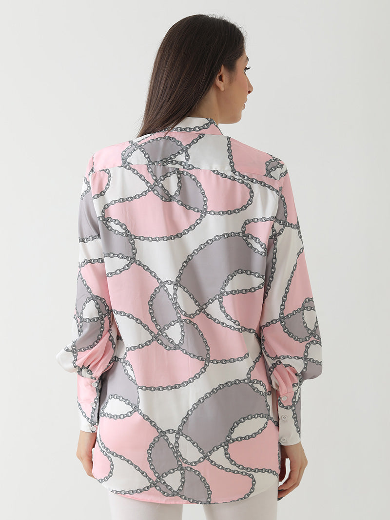 Blush Chain Print Satin Shirt