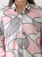 Blush Chain Print Satin Shirt