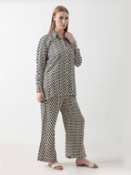 Monochrome Waves Georgette Co-ord Set