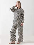 Monochrome Waves Georgette Co-ord Set