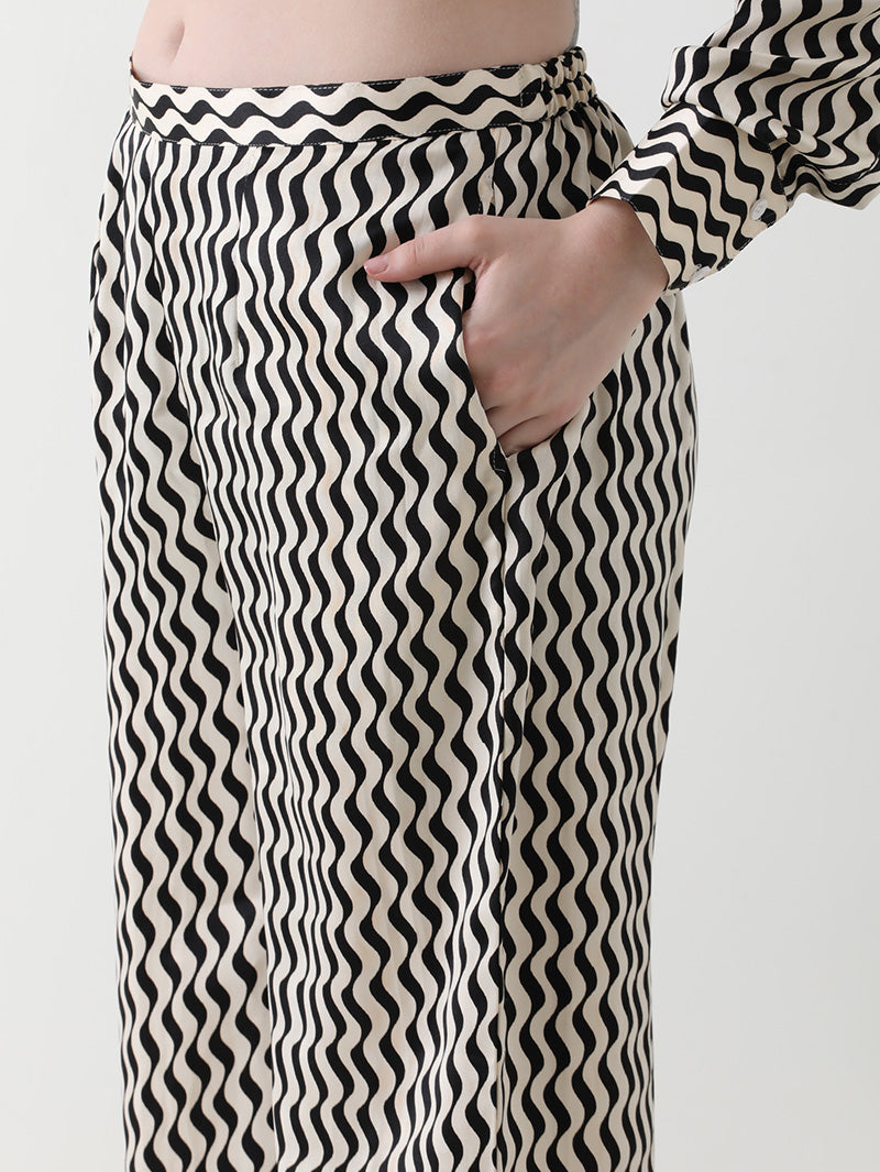 Monochrome Waves Georgette Co-ord Set