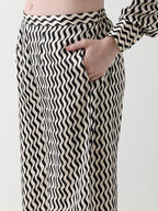 Monochrome Waves Georgette Co-ord Set
