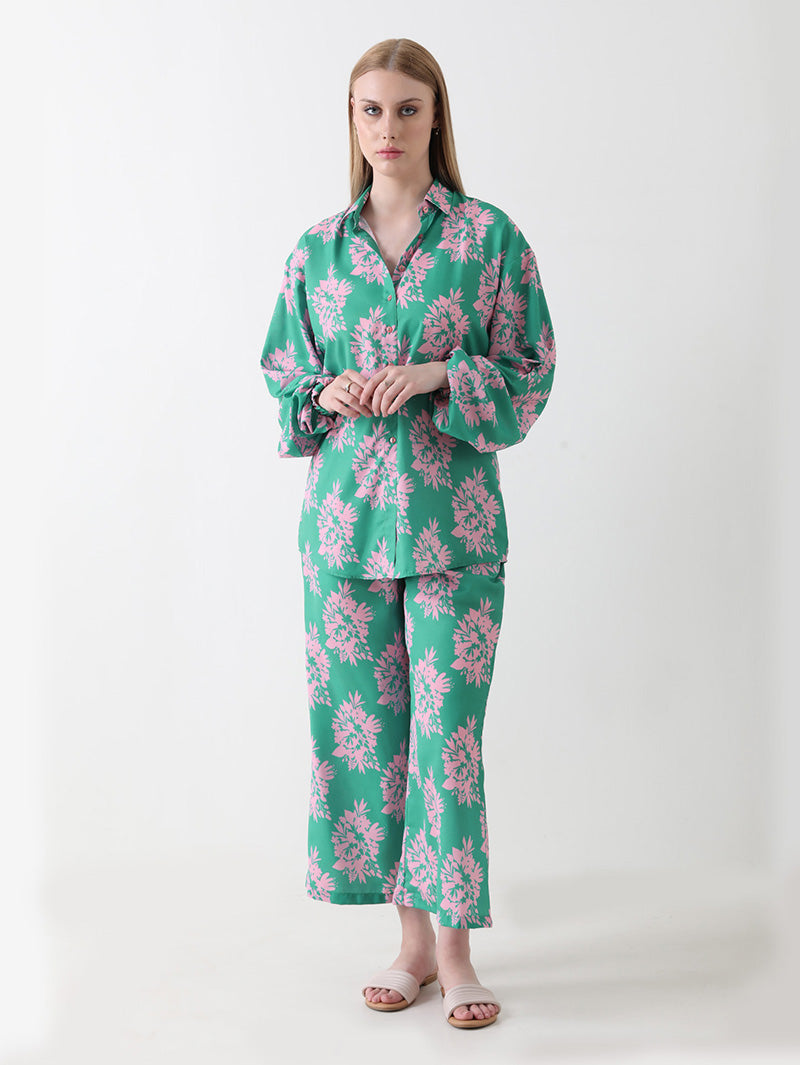 Mint Blossom Georgette Co-ord Set