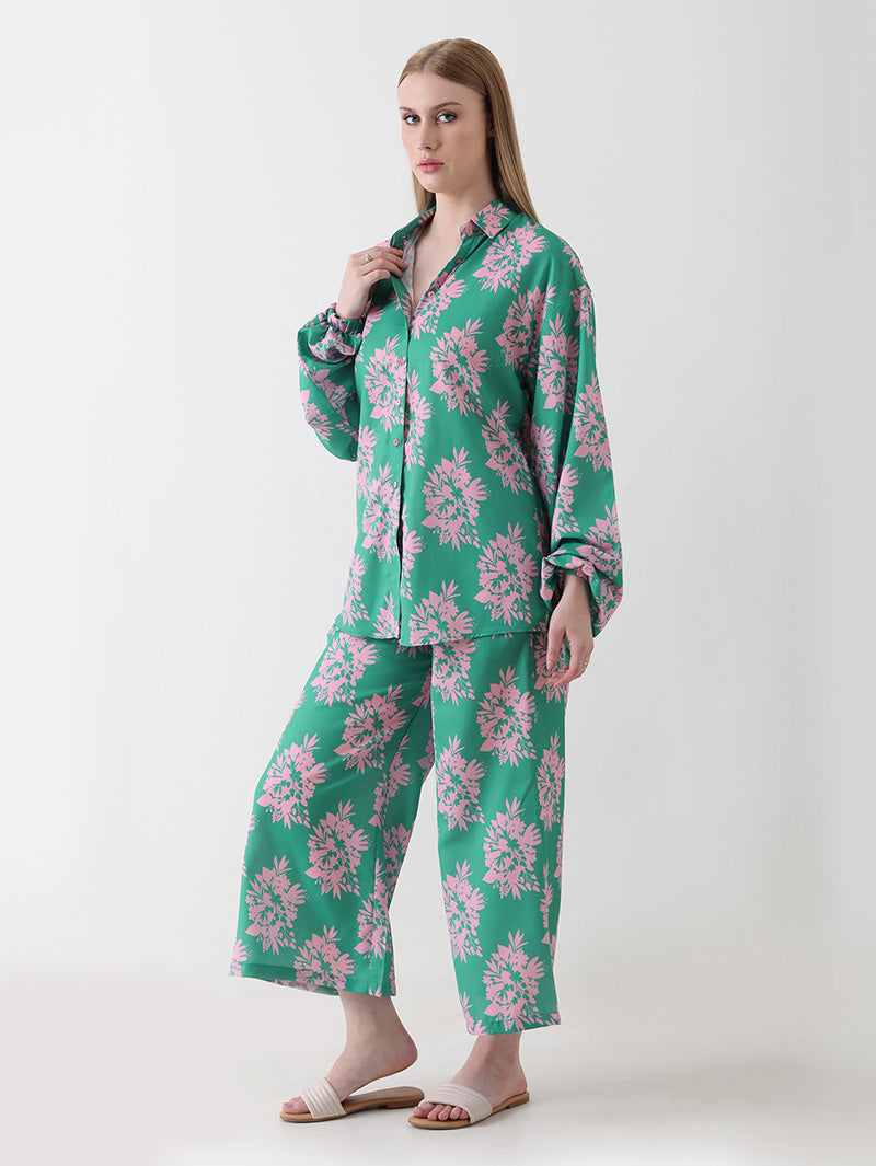 Mint Blossom Georgette Co-ord Set