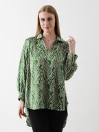 Emerald Abstract Satin Shirt