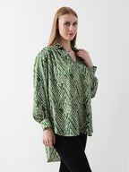 Emerald Abstract Satin Shirt