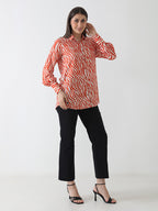 Fiery Zebra Print Georgette Shirt