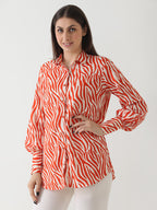 Fiery Zebra Print Georgette Shirt