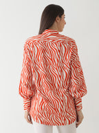 Fiery Zebra Print Georgette Shirt
