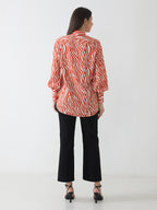 Fiery Zebra Print Georgette Shirt