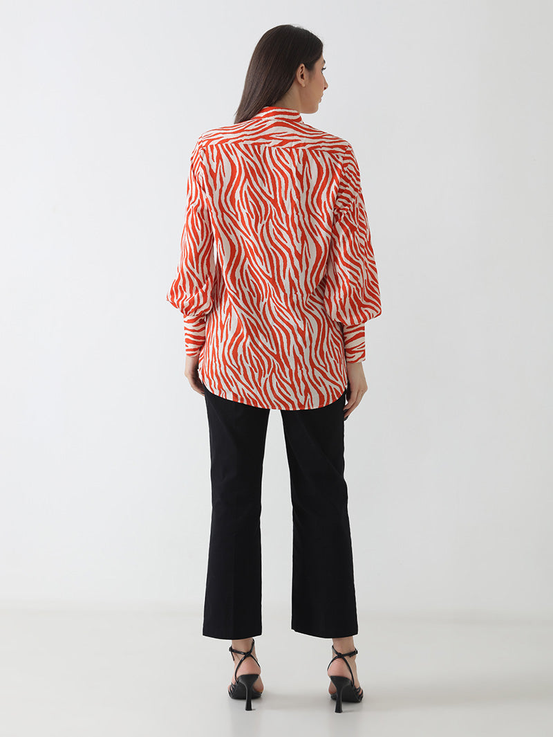 Fiery Zebra Print Georgette Shirt